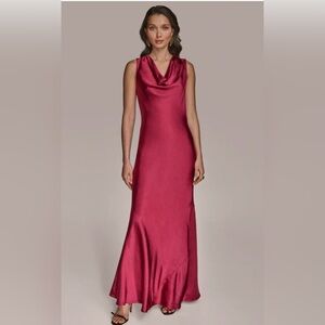 Donna Karan New York Satin Sleeveless Cowl-Neck Gown size 4
